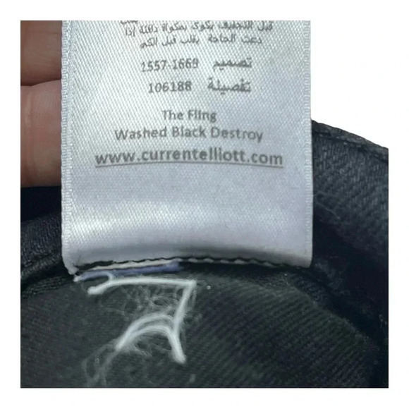 Current/Elliot The Fling Washed Black Destroy Boyfriend Black Jean Women Size 23 - Picture 11 of 11